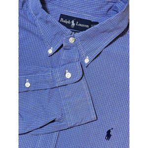 Ralph Lauren Mens XXL‎ Blue Plaid Long Sleeve Classic Fit Shirt